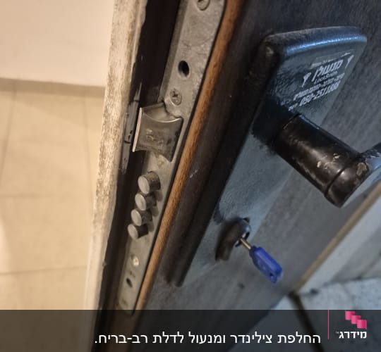 מנעול דלת עם מפתח כחול